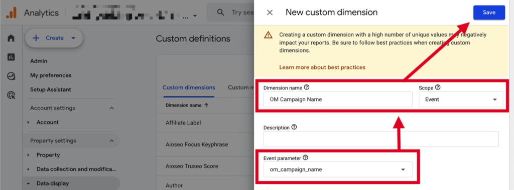 Create a custom definition for campaign name