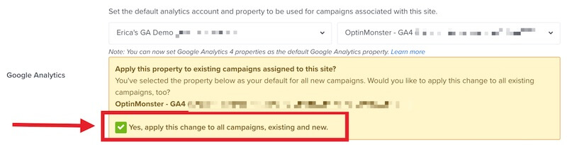 Apply the default Google Analytics integration to all campaigns.