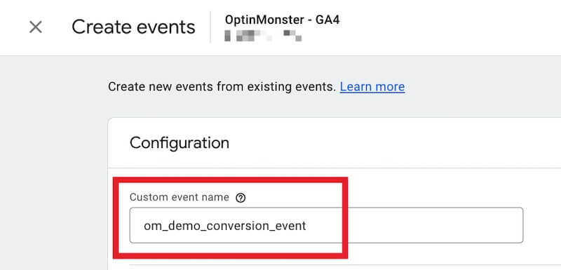 Enter a name for your Conversion Event.
