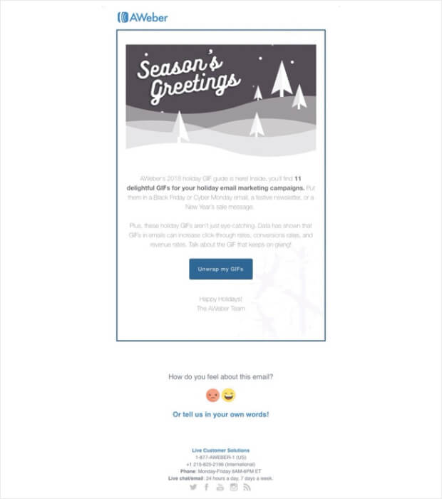 seasonal and holiday email example