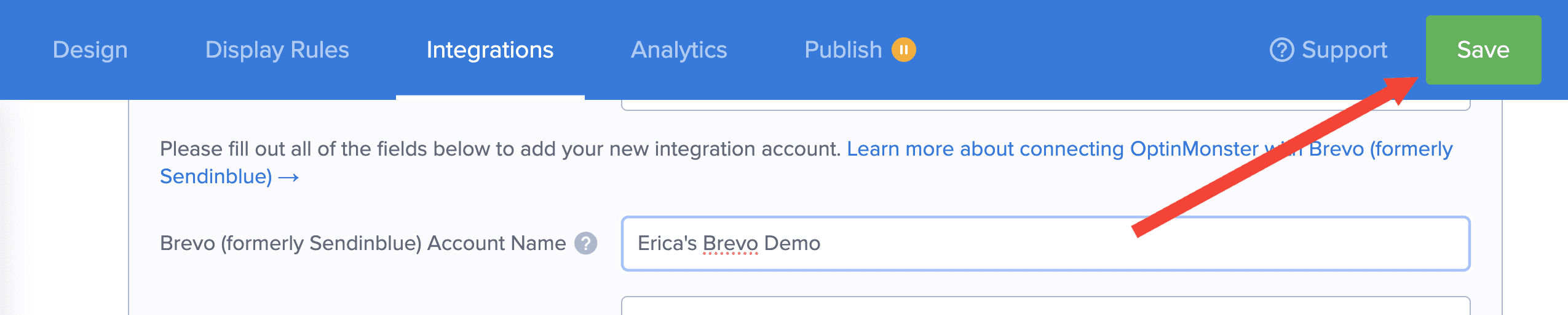 save campaign integration brevo - optinmonster