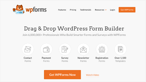 Homepage of WPForms- the best WordPress form plugin