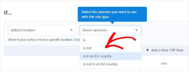 In the "visitor's location" Display Rules condition, you can choose "is in an EU country" or "is not in an EU country" to geotarget your GDPR consent boxes.