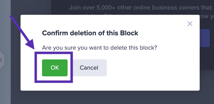 Be sure to confirm the deletion of a Text Block from your campaign.
