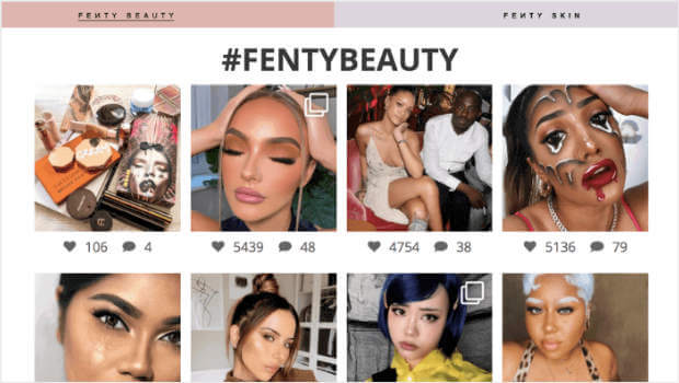 Smash Balloon Instagram Feed from beauty brand Fenty