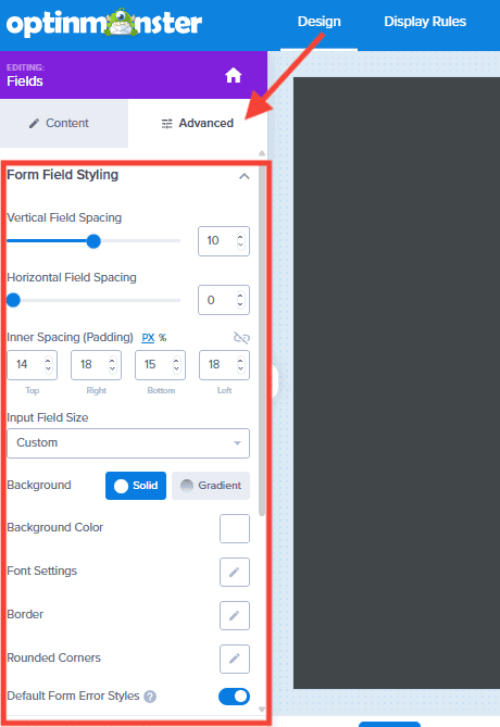 Form field styling