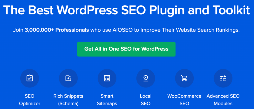 Homepage for AIOSEO - the best tool to redirect WordPress pages to a different URL