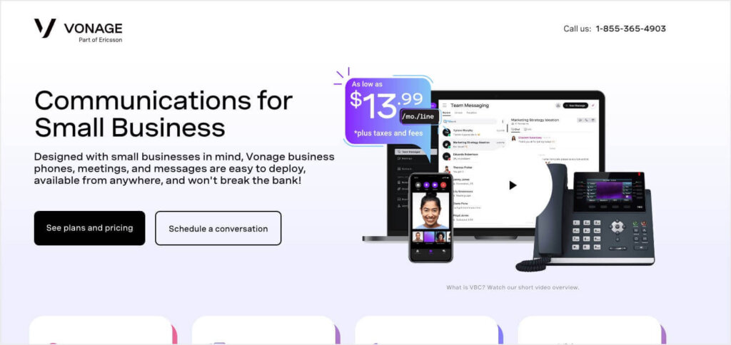 Vonage VoIP communication solution for small businesses