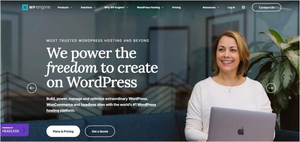 Homepage for WP Engine managed WordPress hosting