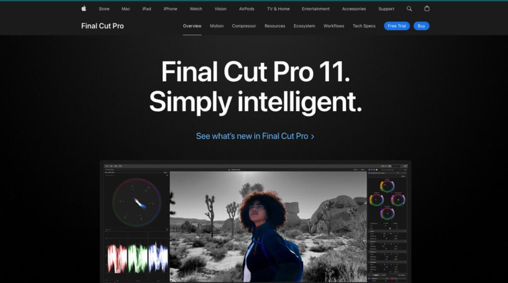 Homepage for Final Cut Pro, one of the best video editing tools for Instagram