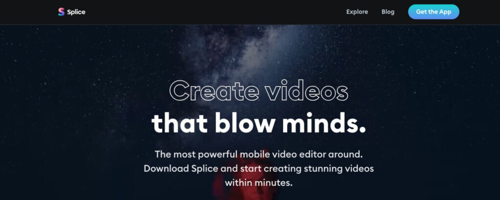 Homepage Splice, a video editing tool for Instagram