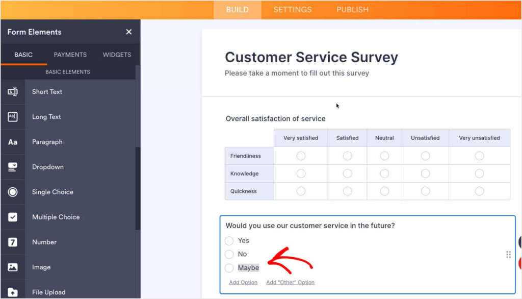 Jotform's visual builder for its online survey tools