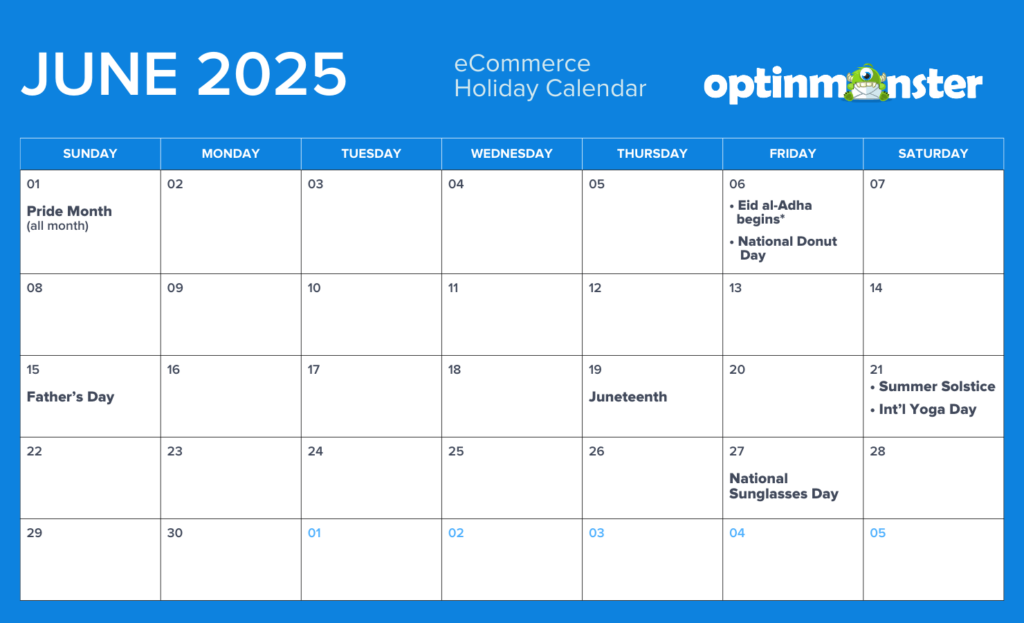 June 2025 eCommerce calendar