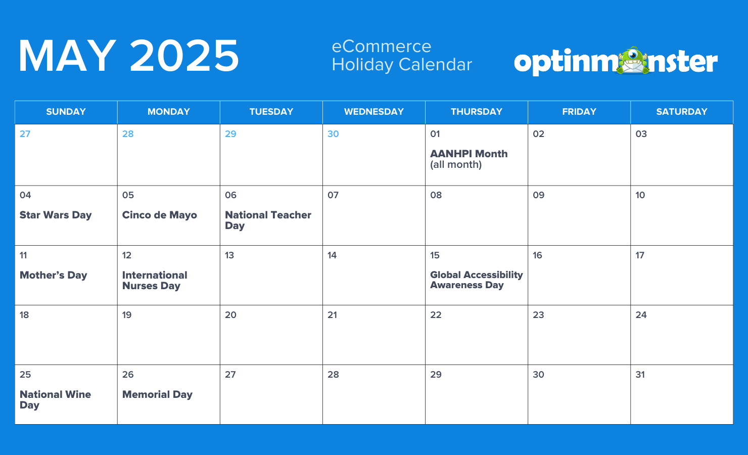 Calendar for 2025 Holiday Marketing (Month by Month)