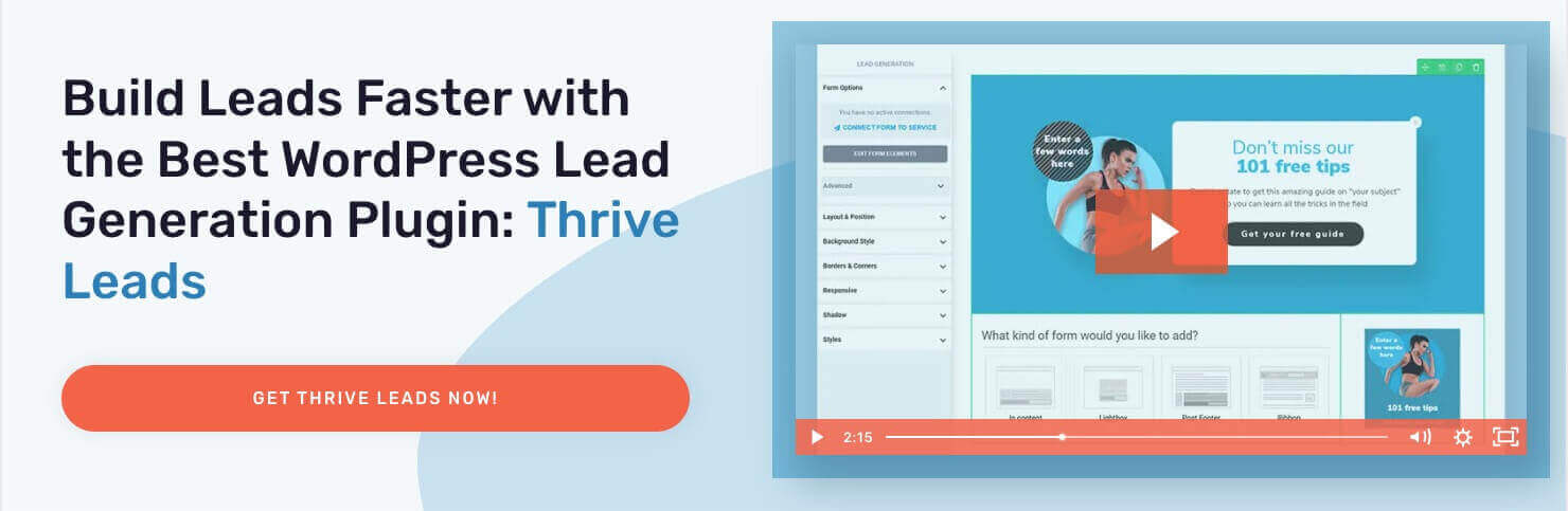 Homepage for the WordPress popup plugin Thrive Themes