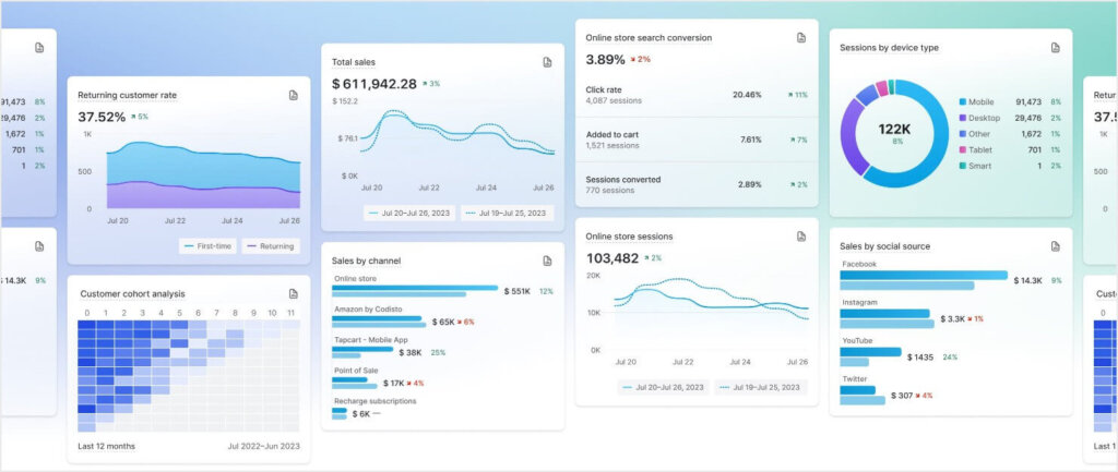 Screenshot of data you can see in Shopify's dashboard