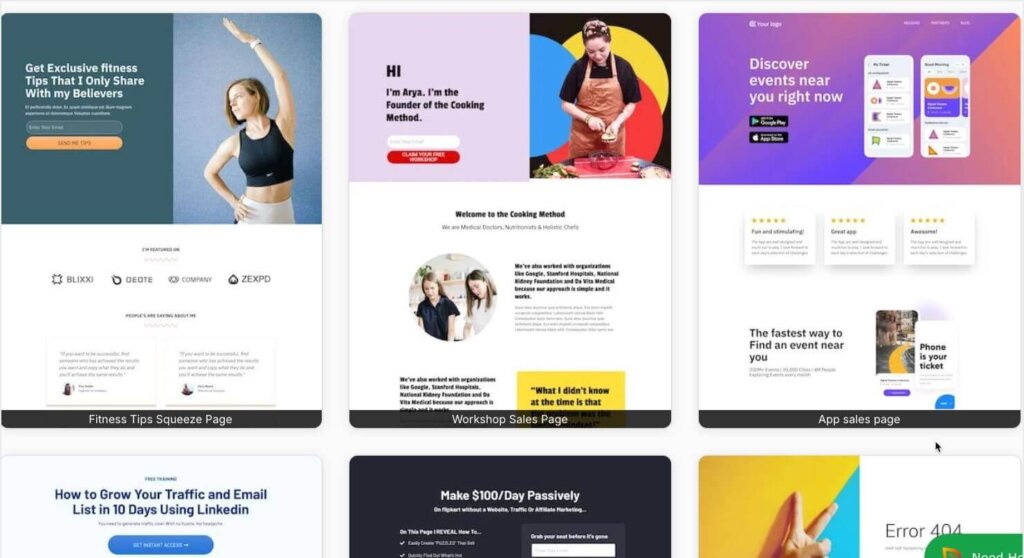 SeedProd template gallery, showing a variety of landing page templates that make it a powerful conversion rate optimization tool.