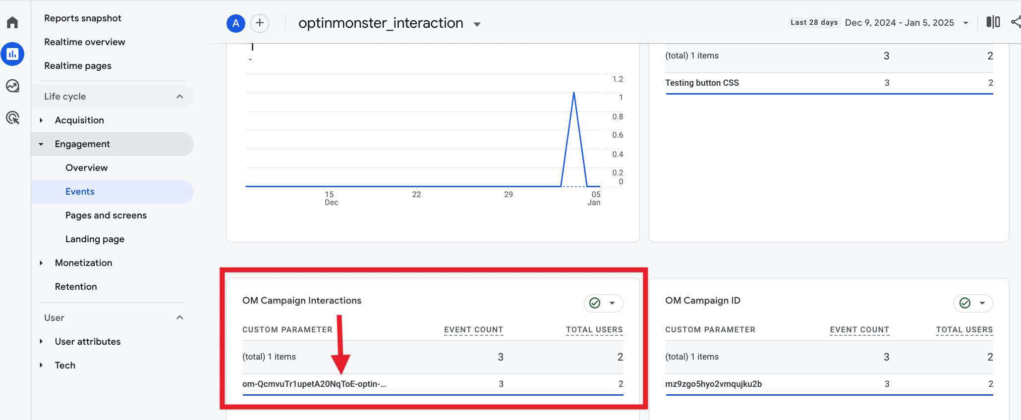 The GA Block IDs are shown in Google Analytics when filtering the OM Campaign Interactions in your Event reports.