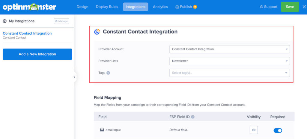 Constant Contact integration - OptinMonster Constant Contact integration