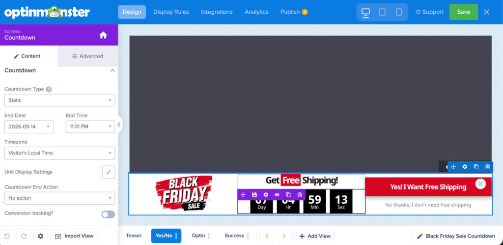Countdown clock settings - OptinMonster Countdown clock settings