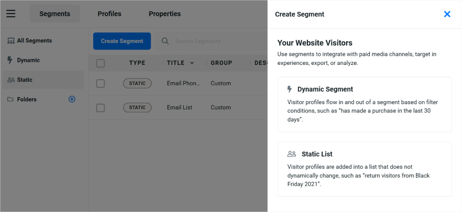 Creating a segment in Justuno