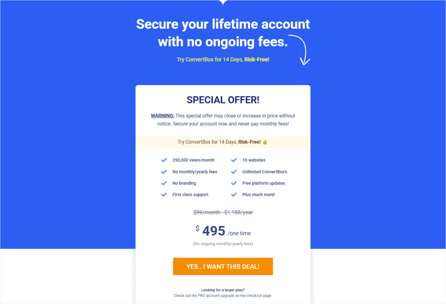 ConvertBox's pricing