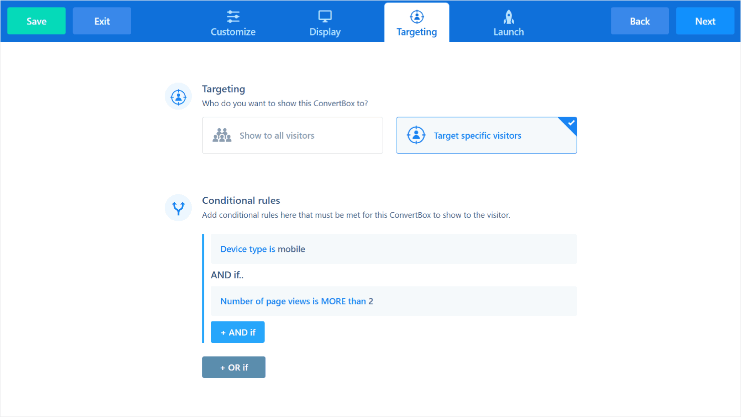 ConvertBox's targeting rules