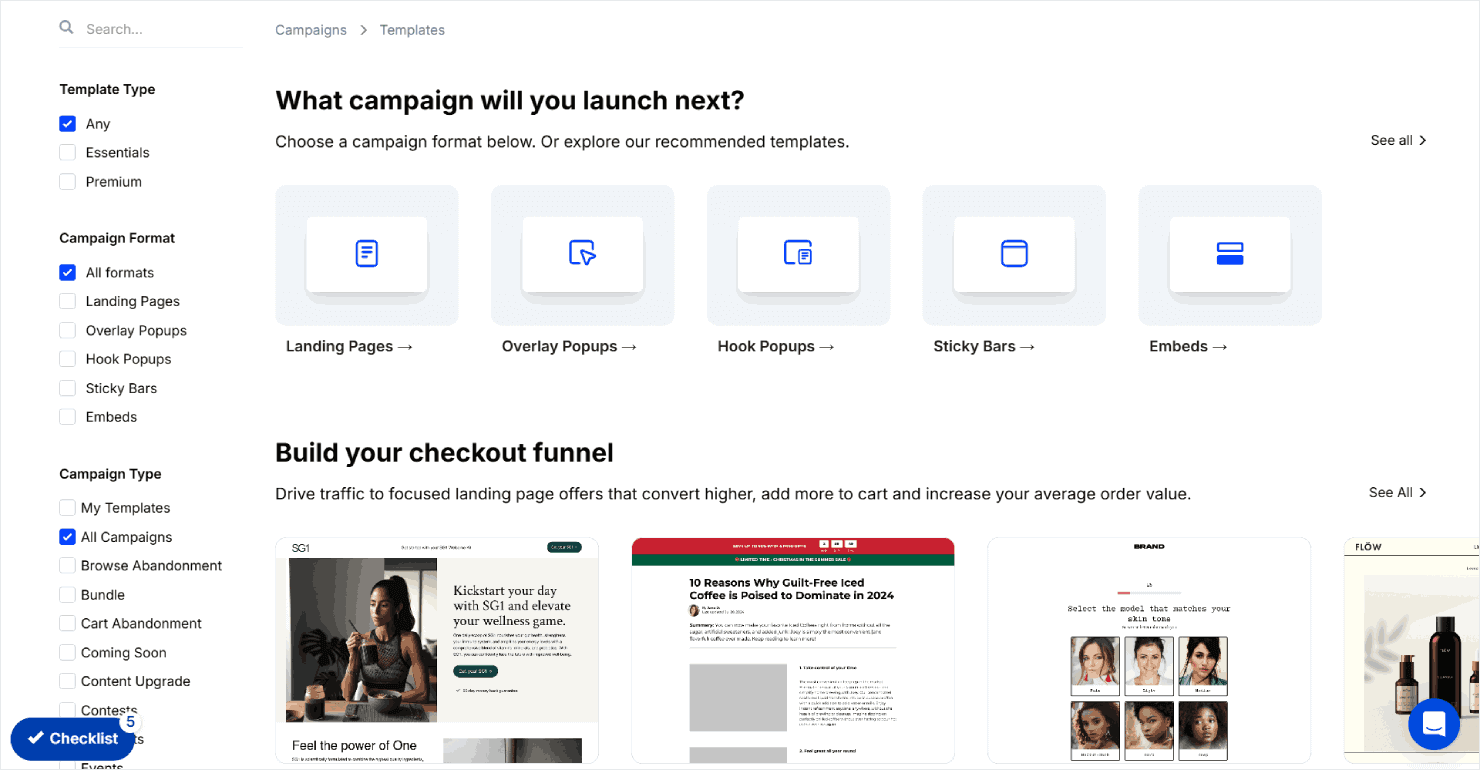 ConvertFlow's campaign types