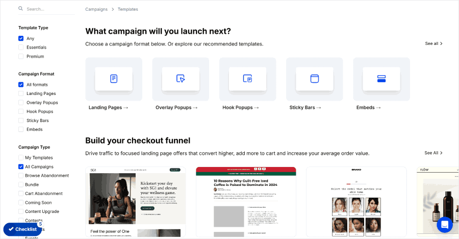 ConvertFlow's campaign types