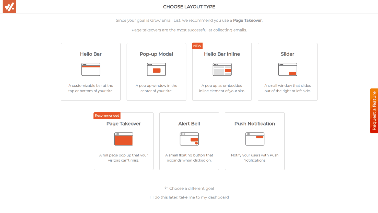 Choosing a Hello Bar campaign layout