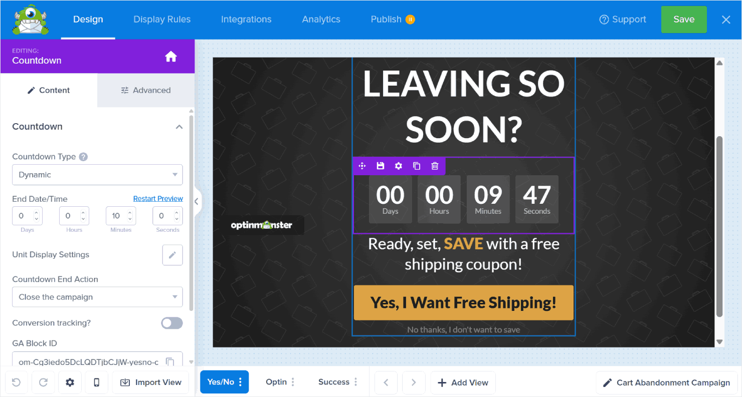 Creating a countdown timer campaign with OptinMonster