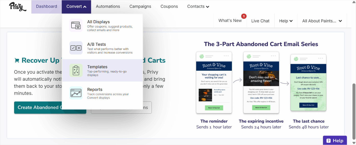 Privy's dashboard