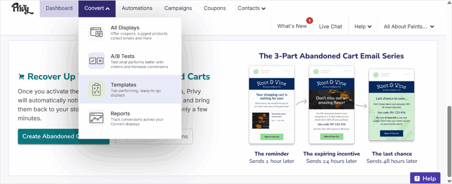 Privy's dashboard