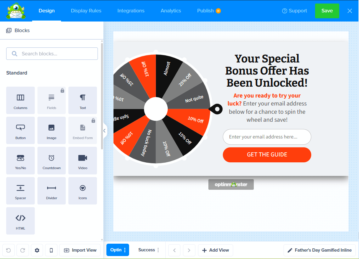 Campaign preview updated to show the Inline format, gamified inline campaign ready