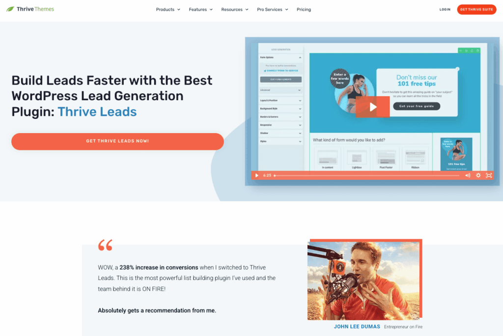 ThriveLeads homepage screenshot
