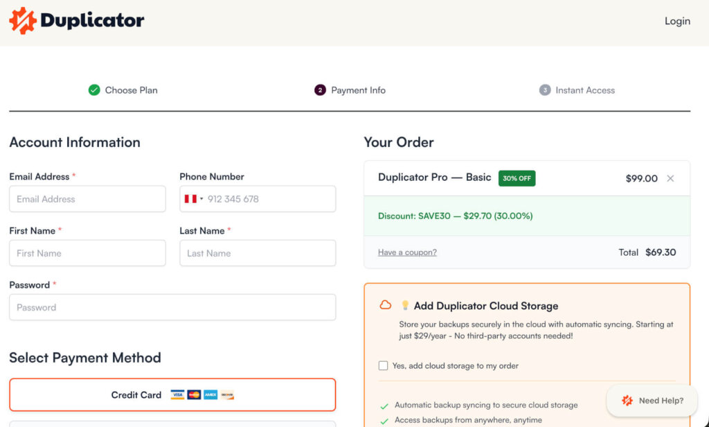 Duplicator upsell example - OptinMonster Duplicator upsell example