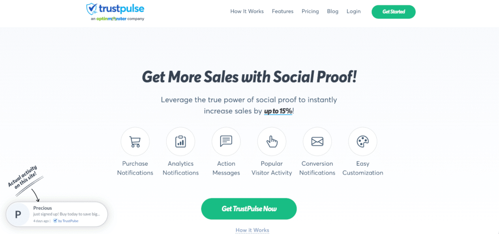 TrustPulse FOMO notification - OptinMonster TrustPulse FOMO notification