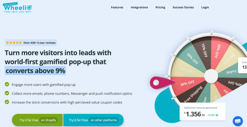 Wheelio homepage - OptinMonster Wheelio homepage