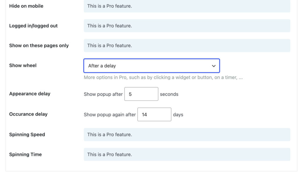 WP Optin Wheel Display Settings - OptinMonster WP Optin Wheel Display Settings