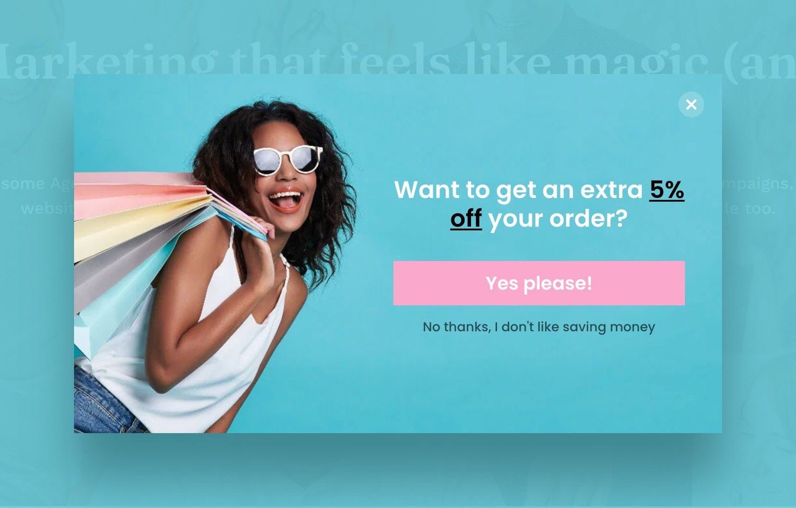 Checkout exit popup preview optinmonster - OptinMonster The finished discount popup as a visitor sees it, previewed on the test site.