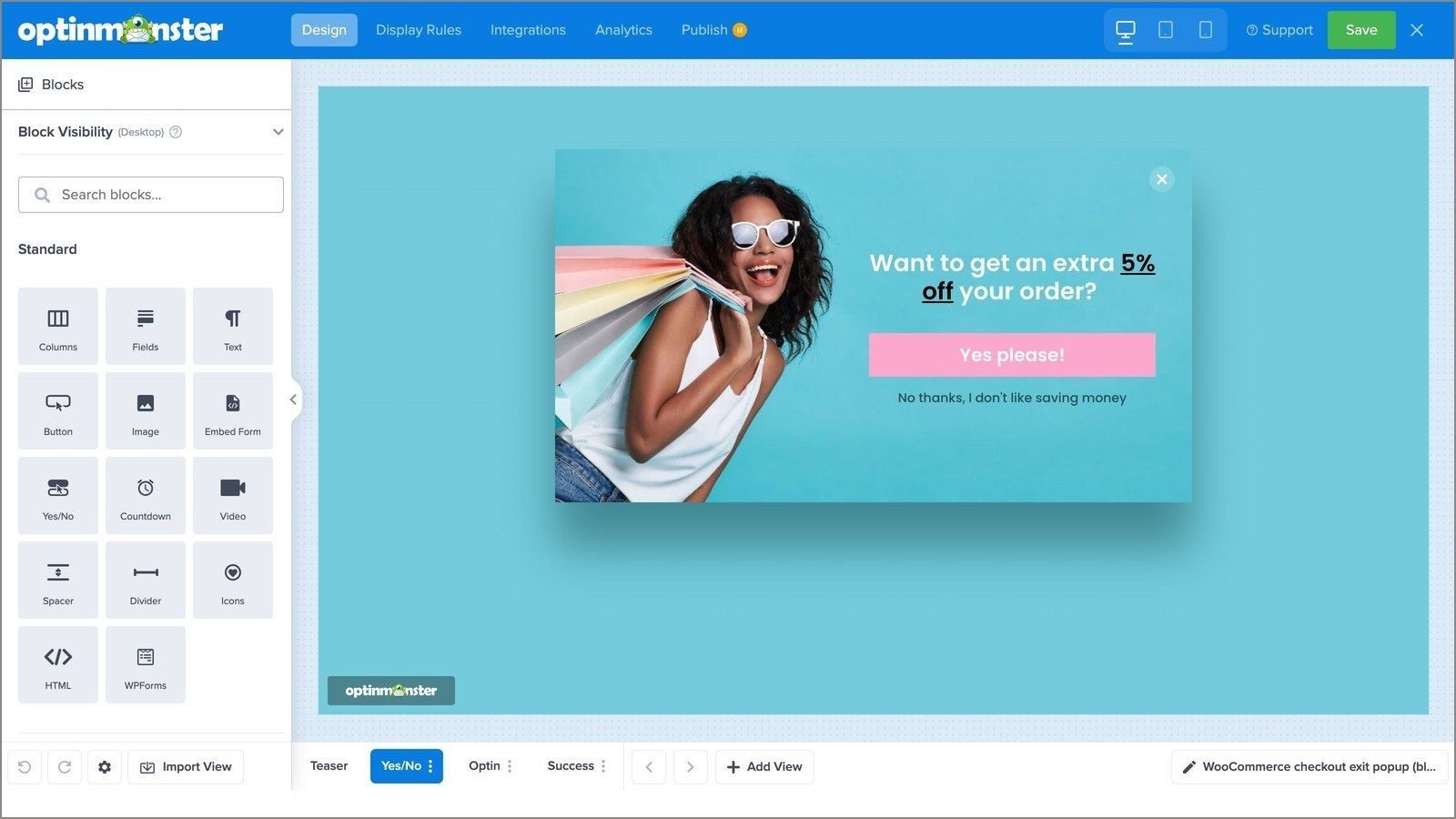Popup builder discount code template optinmonster - OptinMonster The OptinMonster drag and drop builder showing the Get a Discount Code popup.
